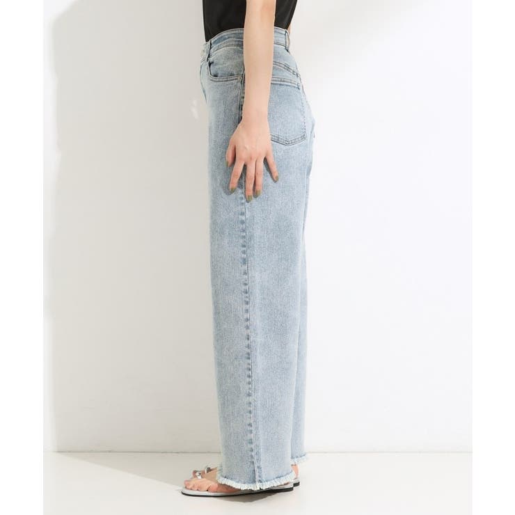 【S-LL/裏ひんやり/ストレッチ】ワイドストレートデニムパンツ | Cutie Blonde | 詳細画像10 