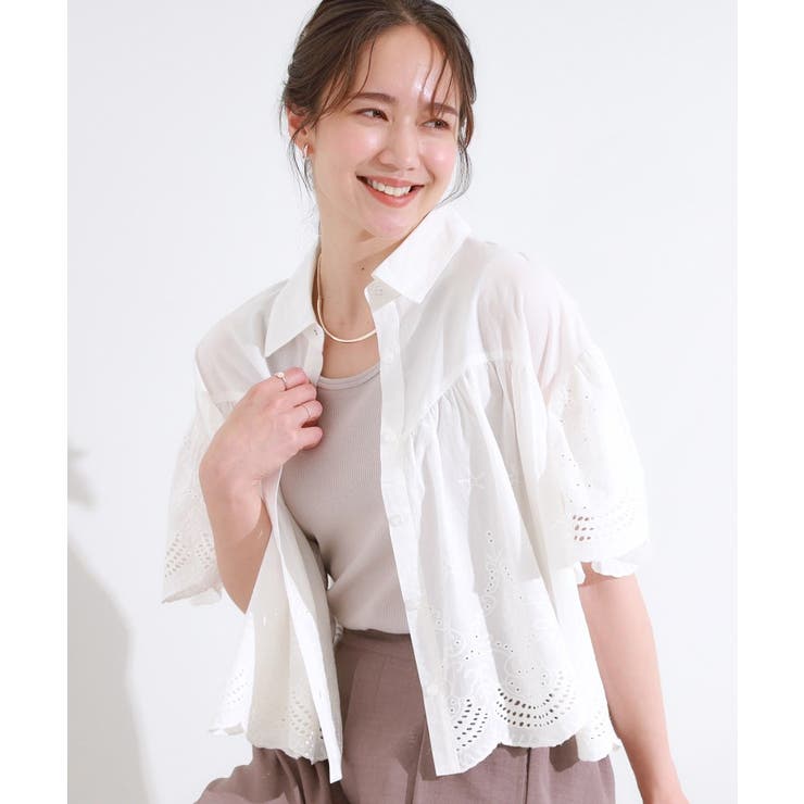 ホワイト(001) | コーデの主役になる スカラップレースブラウス | Cutie Blonde