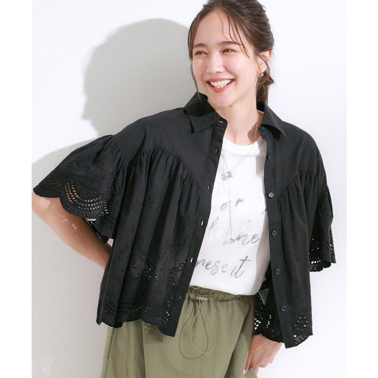 ブラック(019) | コーデの主役になる スカラップレースブラウス | Cutie Blonde