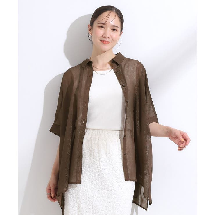 大人のシアー感 ラメが華やかな楊柳ポンチョシャツ | Cutie Blonde | 詳細画像9 