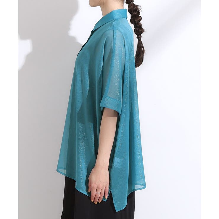 大人のシアー感 ラメが華やかな楊柳ポンチョシャツ | Cutie Blonde | 詳細画像18 