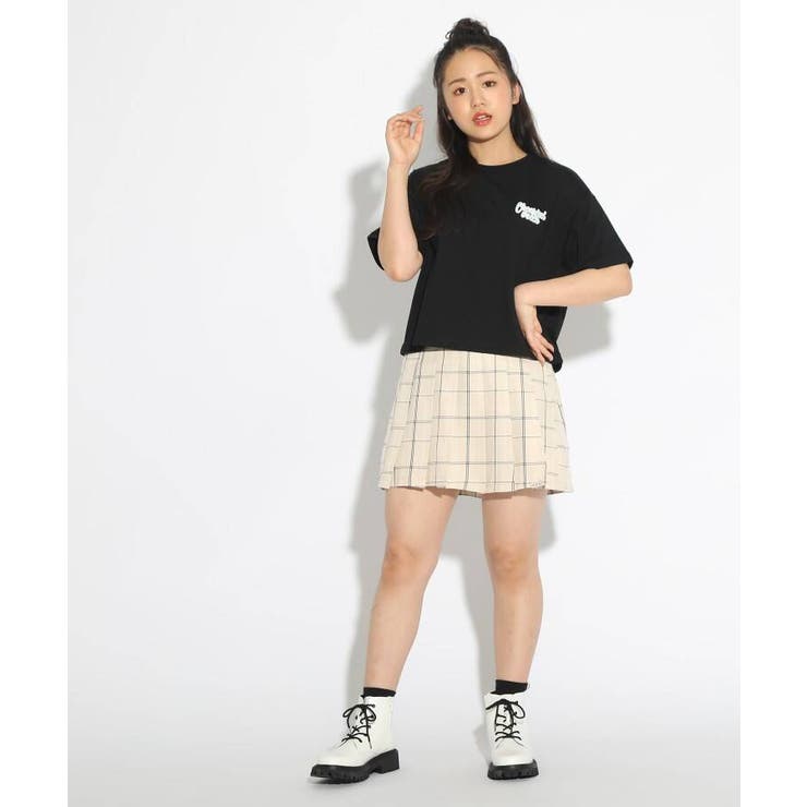 くまワッペン配色バックプリントTシャツ[品番：WRDW0150345]｜PINK