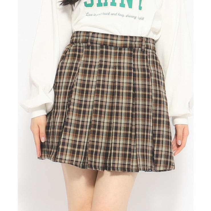 130 リボンチャーム ブラウス チェックスカート 弱く セット 茶色  