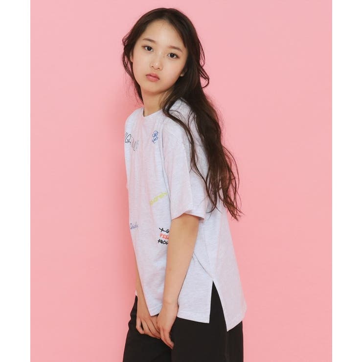 【130cmあり】ミックスロゴゆるTシャツ | PINK-latte | 詳細画像7