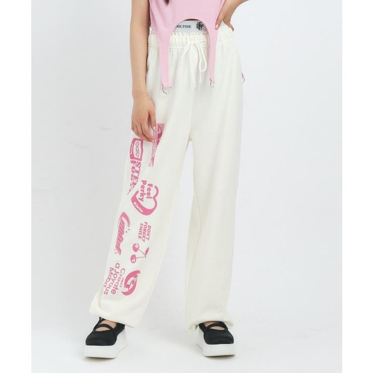 るーつくコラボ/ニコラ9月号掲載】ロゴゴムレイヤード裏毛パンツ[品番