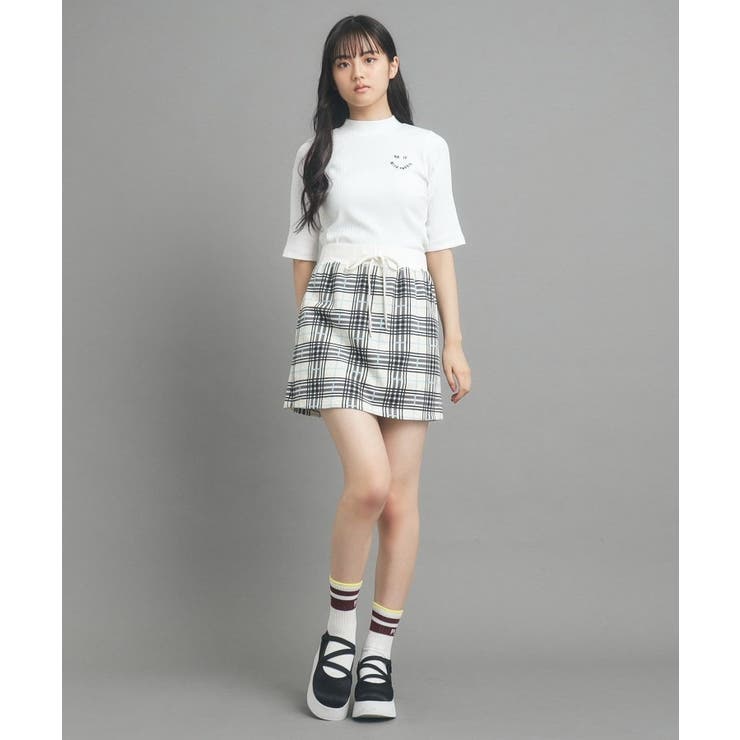 アイボリー(204) | 【130cmあり/インナー付き】チェックミニスカート | PINK-latte
