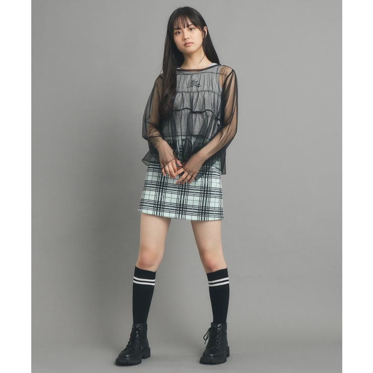 ブルー(291) | 【130cmあり/インナー付き】チェックミニスカート | PINK-latte