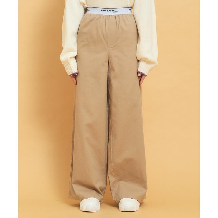ウエストロゴデザインパンツ | PINK-latte | 詳細画像1 