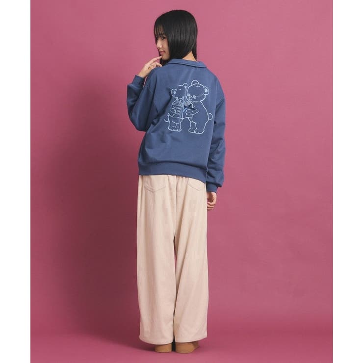 AMS♡mämä様専用☆今季新作 ピンクラテ☆くまプリント裏起毛