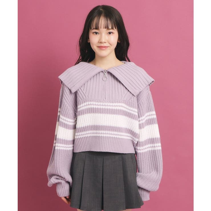 【30％OFF】 ハーフジップ ニットプルオーバー[品番：WRDW0212919]｜PINK トップス