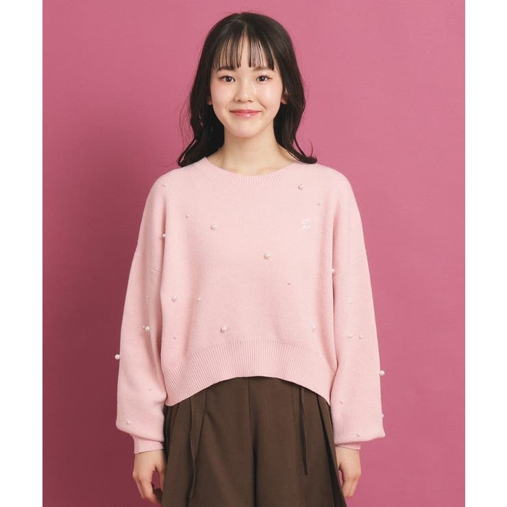 一目惚れニット】バックリボン ニットパール調トップス[品番：WRDW0212920]｜PINK -latte（ピンクラテ）のキッズファッション通販｜SHOPLIST（ショップリスト）