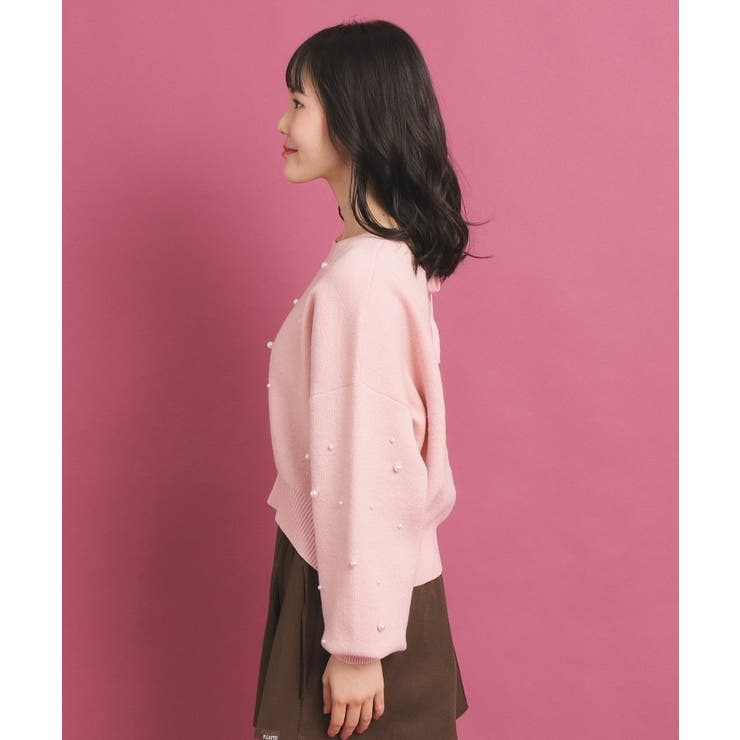 100％本物 一目惚れニット】バックリボン ニットパール調トップス[品番 犬服・アクセサリー