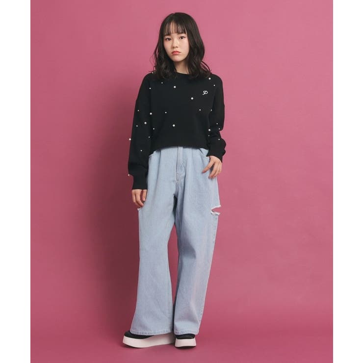 一目惚れニット】バックリボン ニットパール調トップス[品番：WRDW0212920]｜PINK-latte（ピンクラテ ）のキッズファッション通販｜SHOPLIST（ショップリスト）