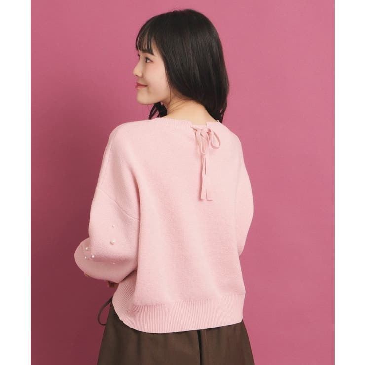 一目惚れニット】バックリボン ニットパール調トップス[品番：WRDW0212920]｜PINK -latte（ピンクラテ）のキッズファッション通販｜SHOPLIST（ショップリスト）