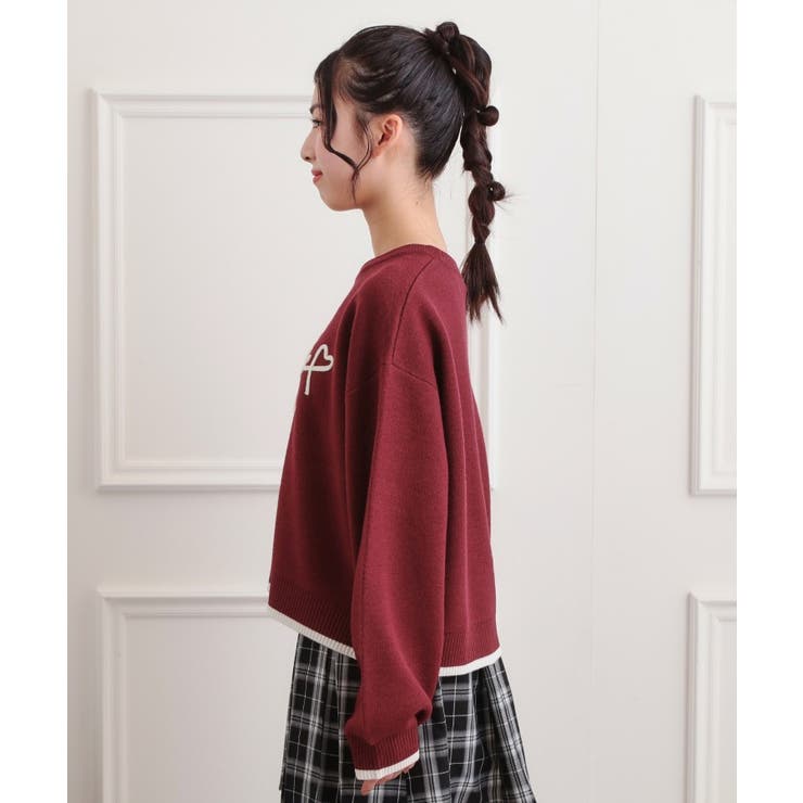 コード風ステッチニットプルオーバー | PINK-latte | 詳細画像2 