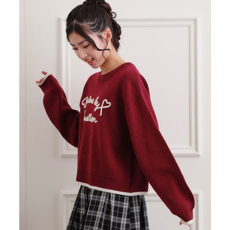 コード風ステッチニットプルオーバー | PINK-latte | 詳細画像15 