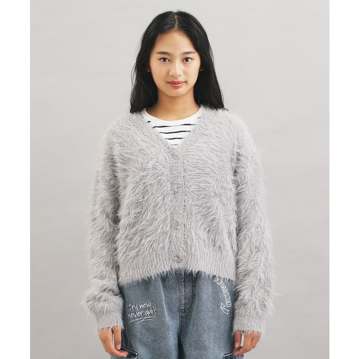 ウォッシャブルロゴシャギーニットカーディガン | PINK-latte | 詳細画像1 