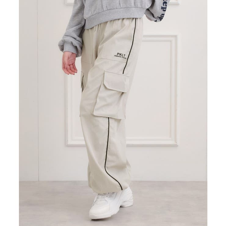 ライトグレー(011) | ベーシックパイピングカーゴパンツ | PINK-latte