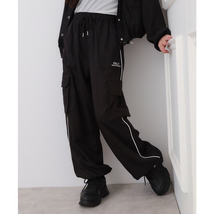 ブラック(019) | ベーシックパイピングカーゴパンツ | PINK-latte