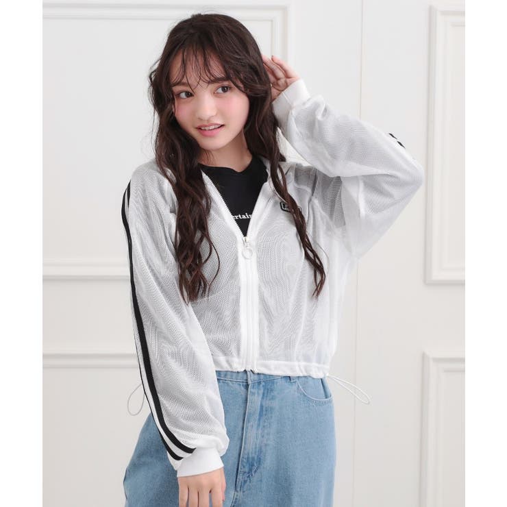 オフホワイト(003) | メッシュラインジップパーカ | PINK-latte