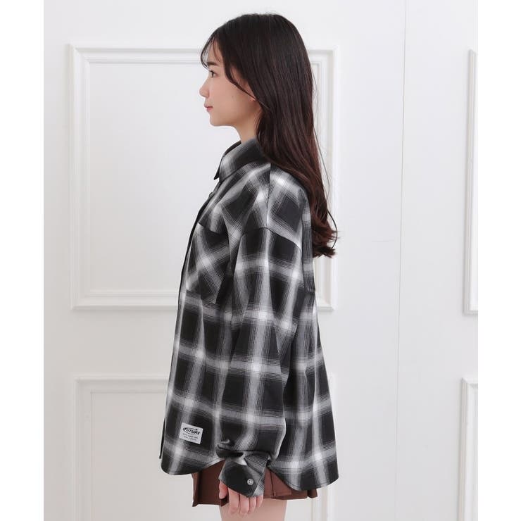 ルーズチェックシャツ＋ロンT | PINK-latte | 詳細画像3 