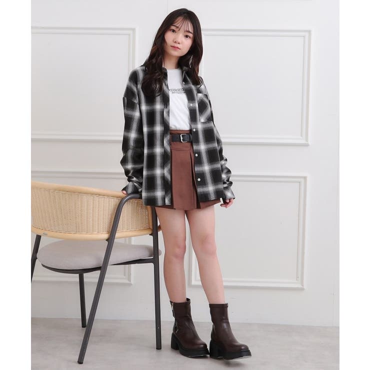 ルーズチェックシャツ＋ロンT | PINK-latte | 詳細画像23 