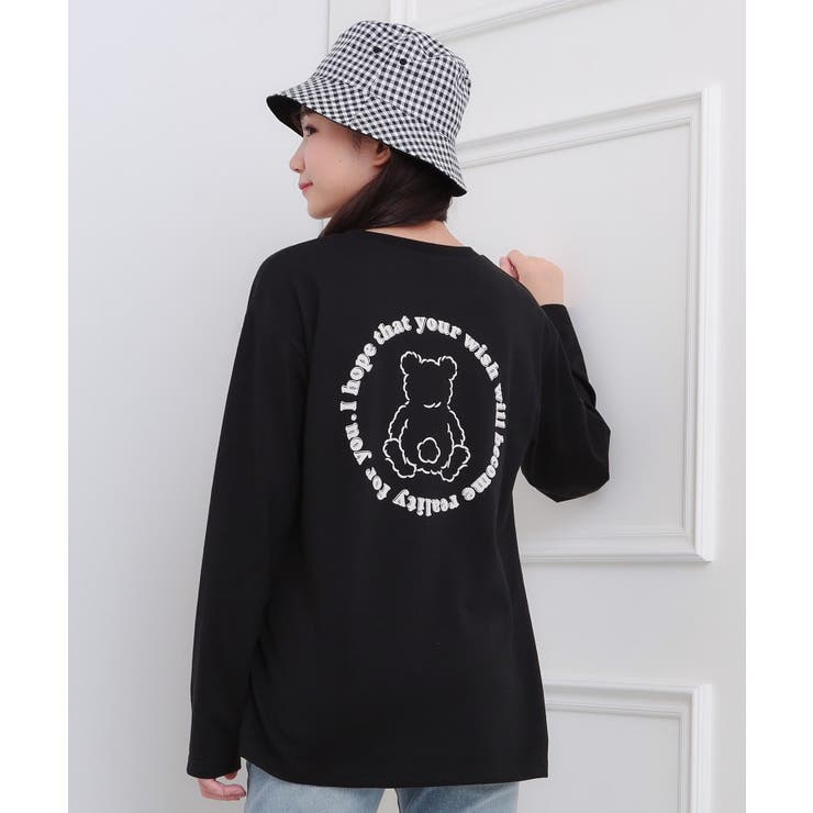 ブラック(019) | フロッキーくまちゃんロンT | PINK-latte