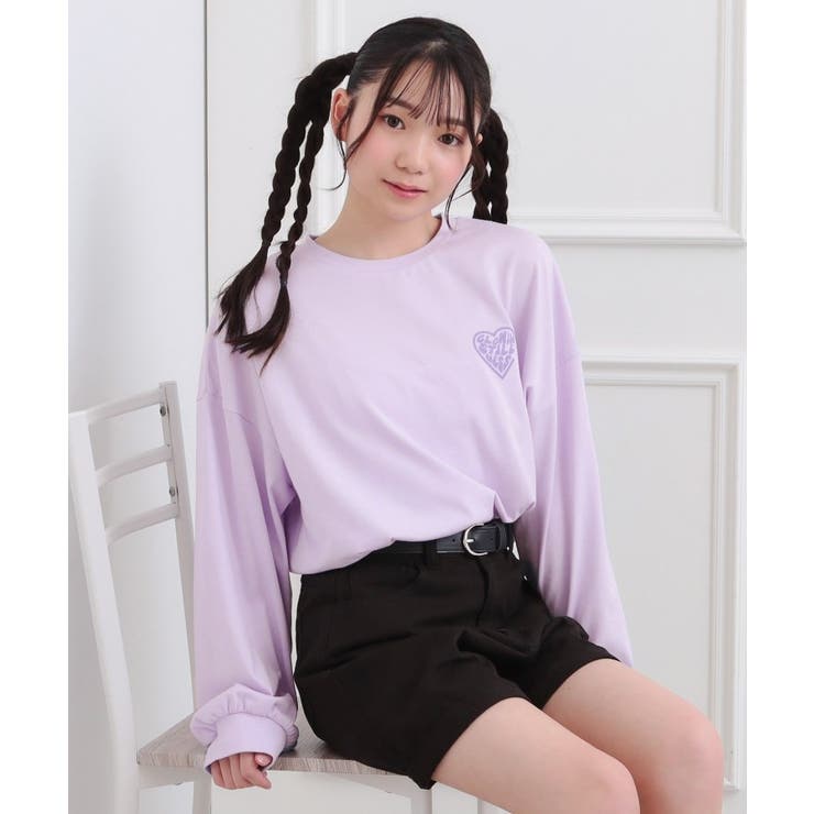 ラベンダー(080) | メルトハートビッグチュニックロンT | PINK-latte