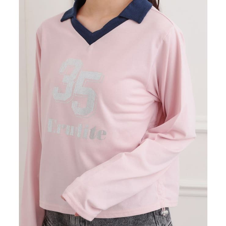 衿付き箔ナンバーロンT | PINK-latte | 詳細画像5 