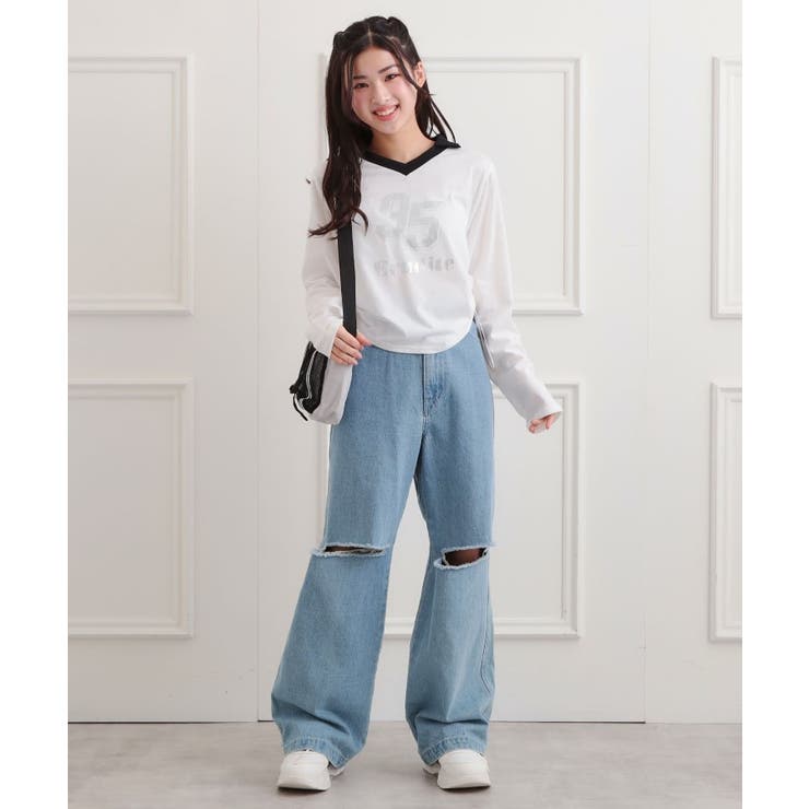 衿付き箔ナンバーロンT | PINK-latte | 詳細画像10 