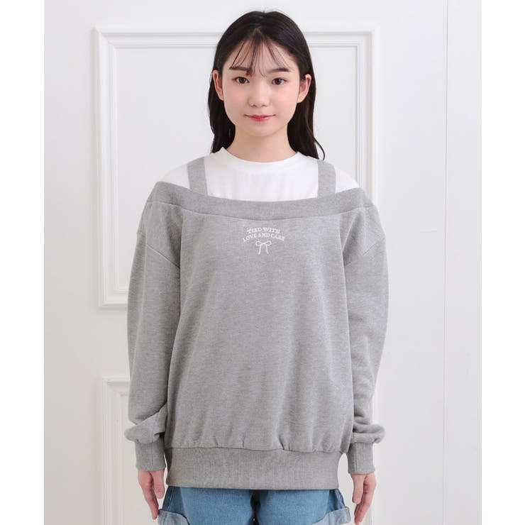 ラメ裏毛オフショル風プルオーバー | PINK-latte | 詳細画像2 