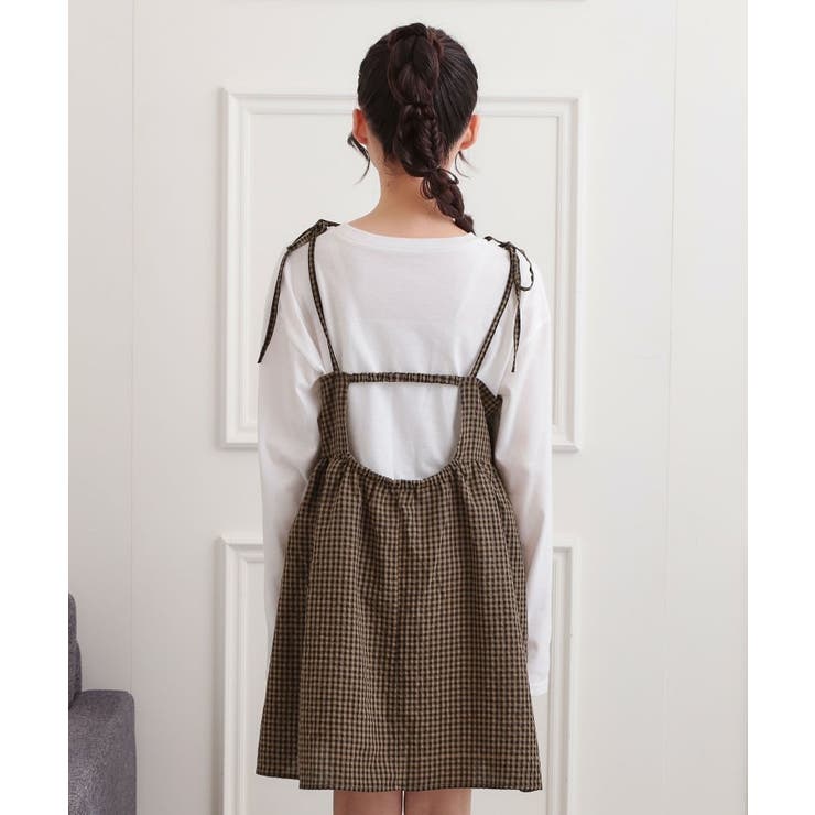 ギンガムキャミワンピ＋ロンTセット | PINK-latte | 詳細画像4 