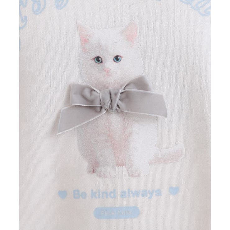 ベロアリボンネコフォトトレーナー | PINK-latte | 詳細画像10 