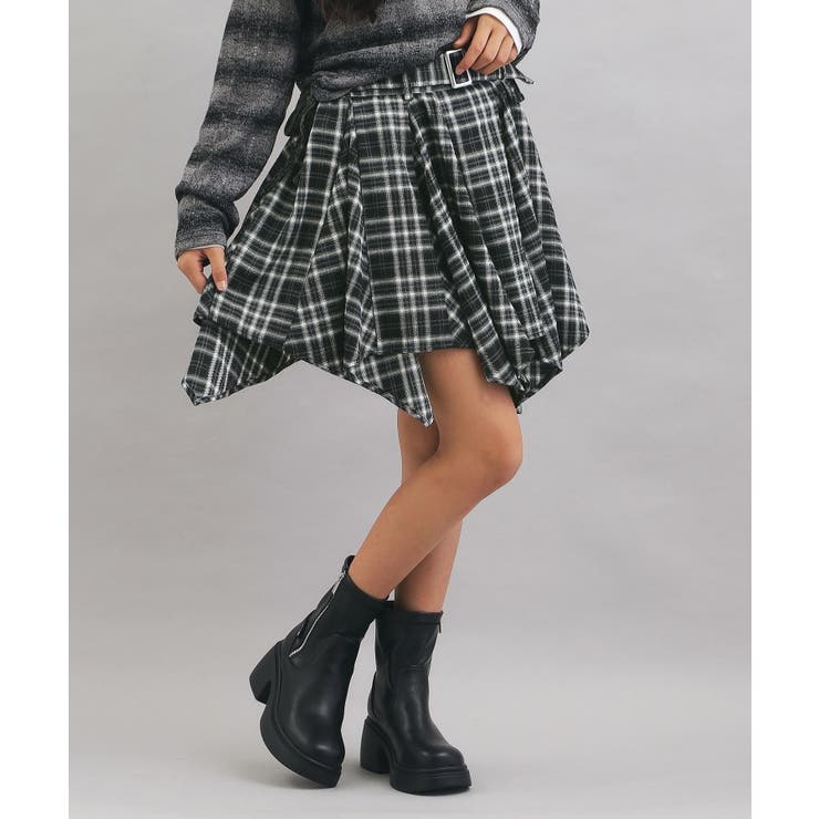 チェック変形ヘムスカート | PINK-latte | 詳細画像12 