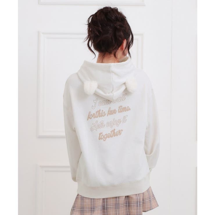 アイボリー(004) | くま耳チュニックパーカー | PINK-latte