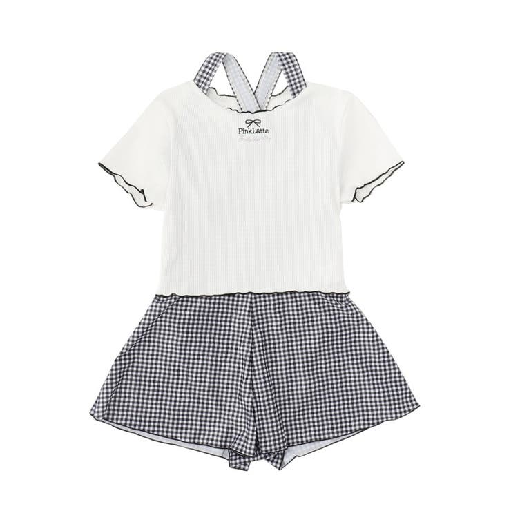 ブラック(019) | リブT付ギンガムチェックワンピース | PINK-latte