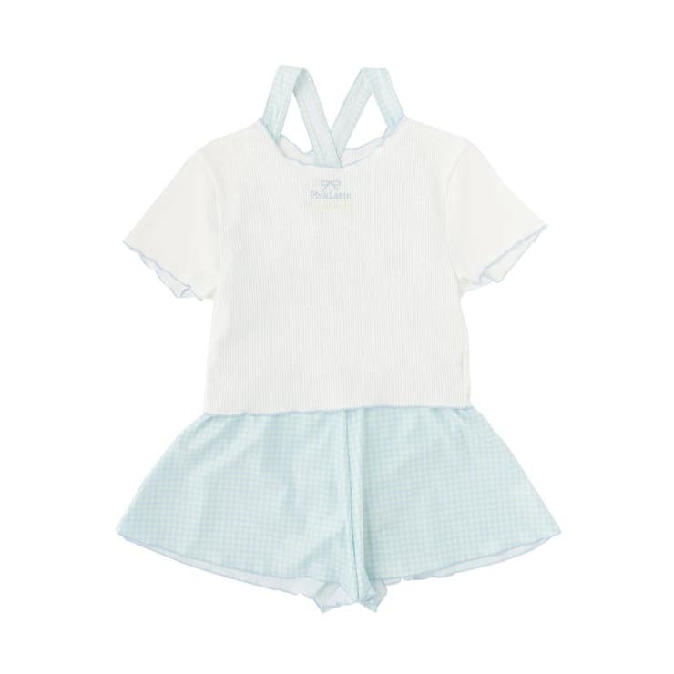 サックスブルー(090) | リブT付ギンガムチェックワンピース | PINK-latte