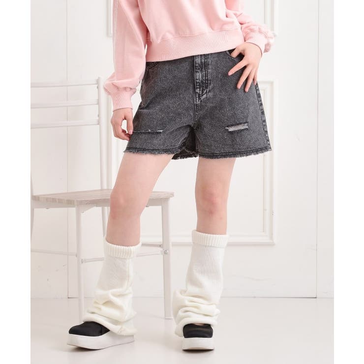ブラック(419) | ダメージショートパンツ | PINK-latte
