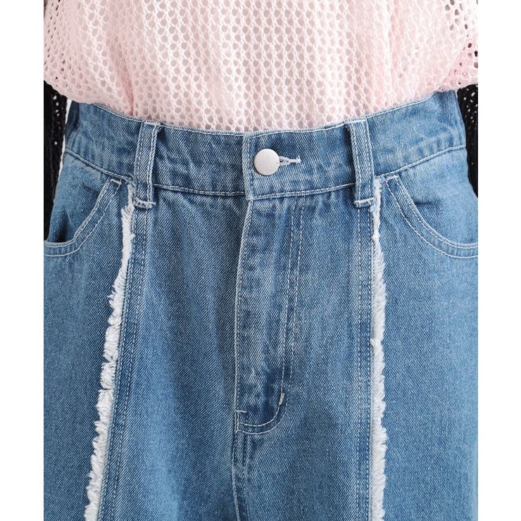 センターフリンジデニムパンツ | PINK-latte | 詳細画像4