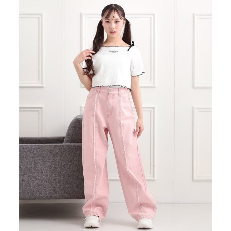 センターフリンジデニムパンツ | PINK-latte | 詳細画像10