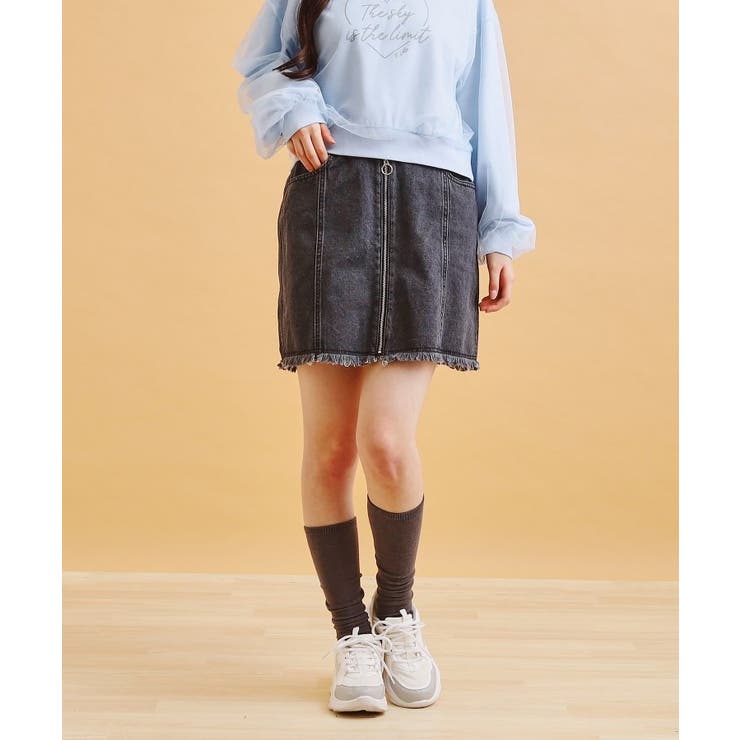 ブラック(419) | リングジップ台形スカート | PINK-latte