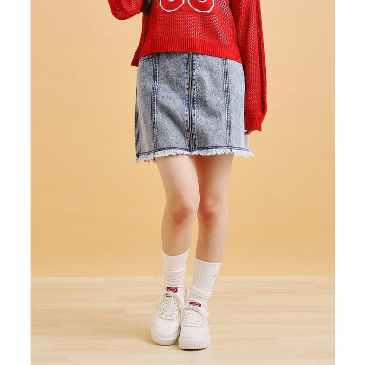 ブルー(493) | リングジップ台形スカート | PINK-latte