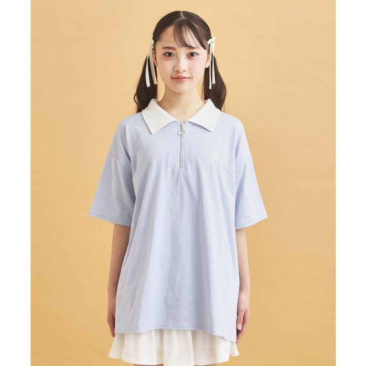 ハーフジップ衿付きTシャツ | PINK-latte | 詳細画像1 