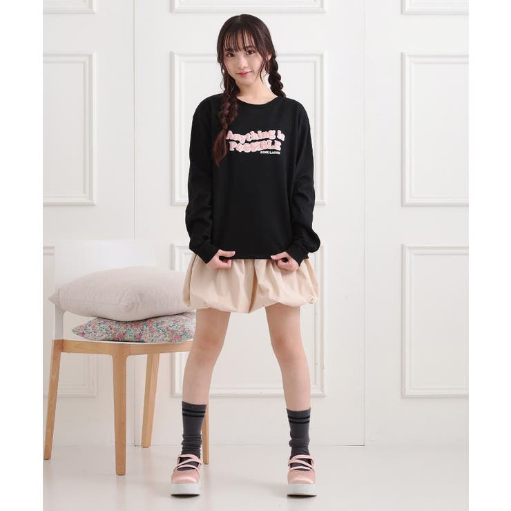 ロゴ発砲プリントロンT[品番：WRDW0215167]｜PINK-latte（ピンクラテ）のキッズファッション通販｜SHOPLIST（ショップリスト）