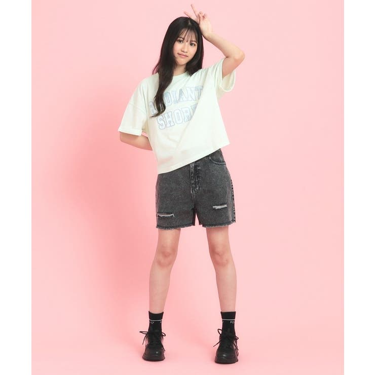 サテンアップリケカレッジTシャツ | PINK-latte | 詳細画像17 