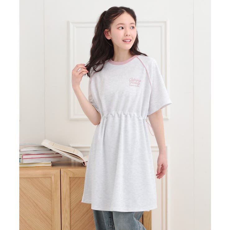 ライトグレー(011) | パイピングドロストTシャツワンピース | PINK-latte