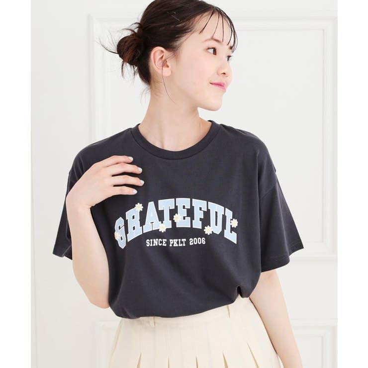 チャコールグレー(014) | カレッジTシャツ | PINK-latte