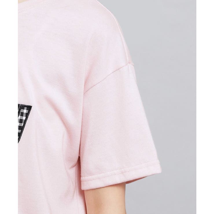 ギンガムアップリケTシャツ | PINK-latte | 詳細画像5 