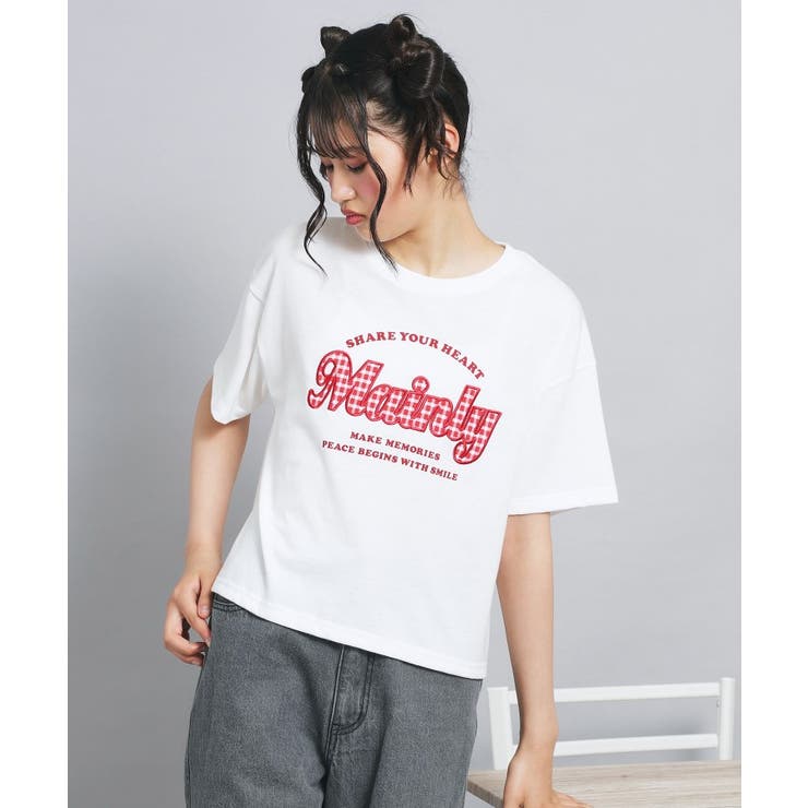 ギンガムアップリケTシャツ | PINK-latte | 詳細画像7 