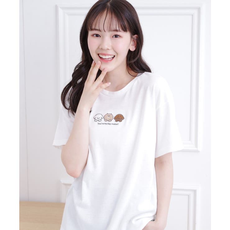 オフホワイト(003) | 接触冷感 ワンちゃんサガラTシャツ | PINK-latte